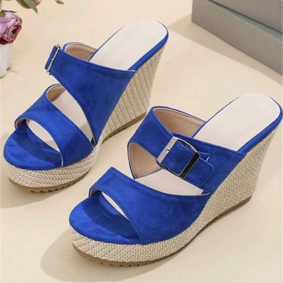 2024 New Spring Summer Women Sandals Fish Mouth Wedge Heel Platform Velvet - Picture 6 of 8